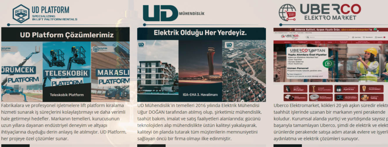 Uberco Grup Şirketleri - UD Mühendislik, UD Platform ve Uberco Elektromarket